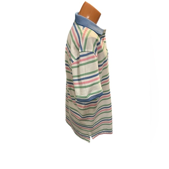 IZOD Advantage Performance Pastel Stripe White Short Sleeve Polo Shirt Men's XL. - Picture 3 of 11